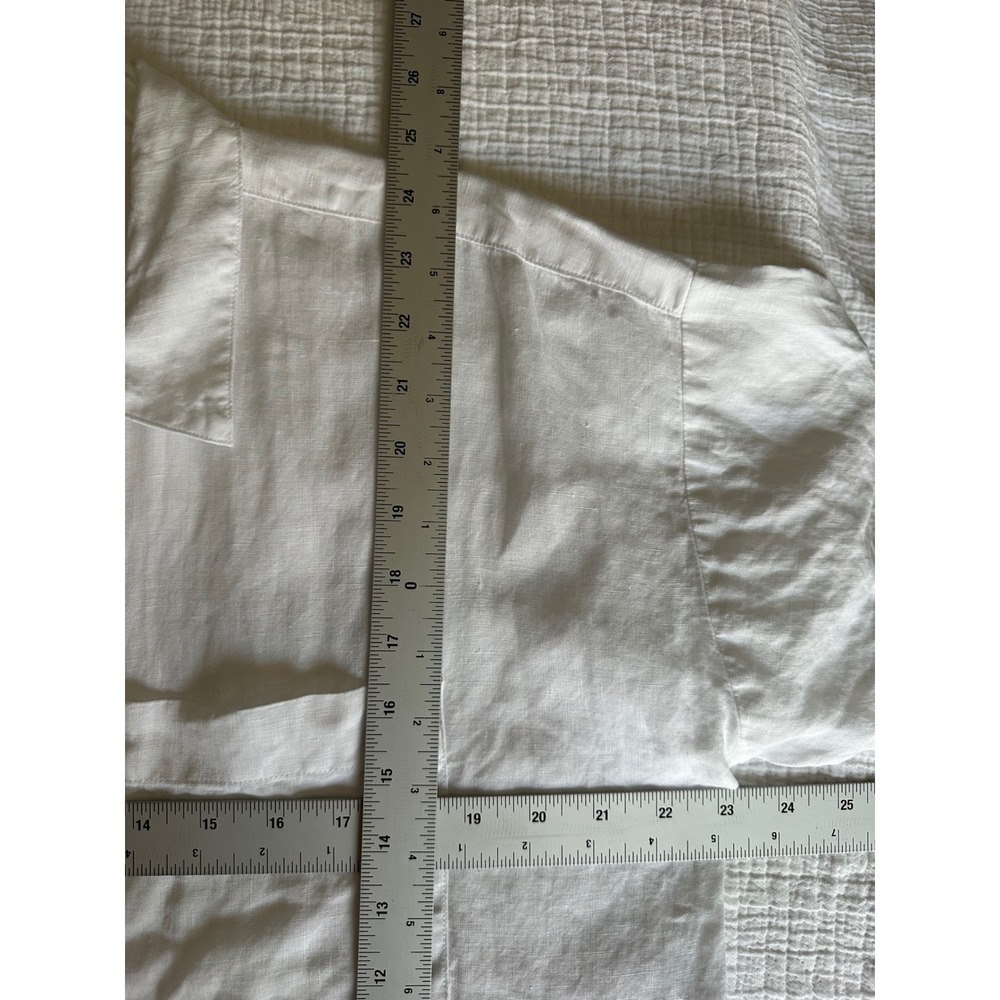 Eileen Fisher 100% Organic Linen White Button Down Shirt Short Sleeve M - Picture 4 of 5